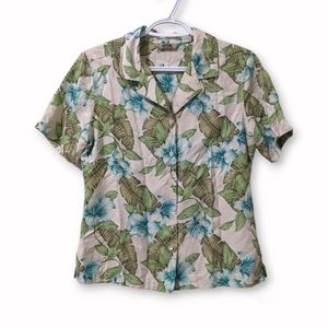 Tommy Bahama Women's Hawaiian Island Floral Button Up Shirt Small